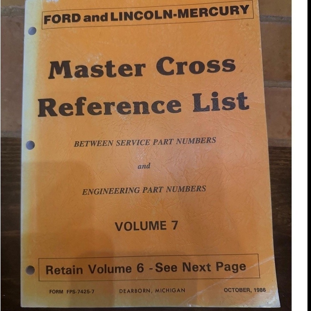 1986 Ford Lincoln Mercury Master Cross Reference List Vol 7 Part Numbers Manual